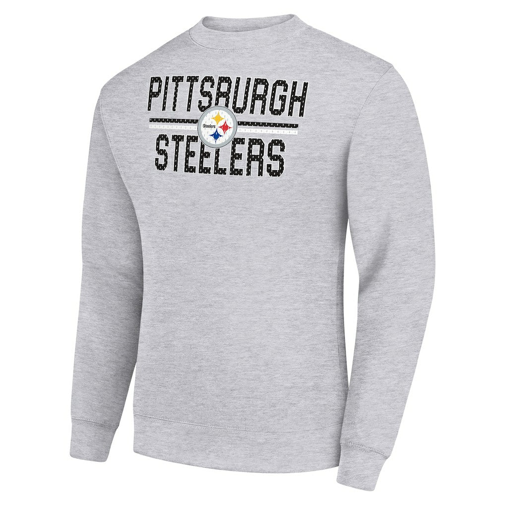 Pittsburgh Steelers Starter Team Mesh Print Graphic Pullover Sweatshirt Heather Gray
