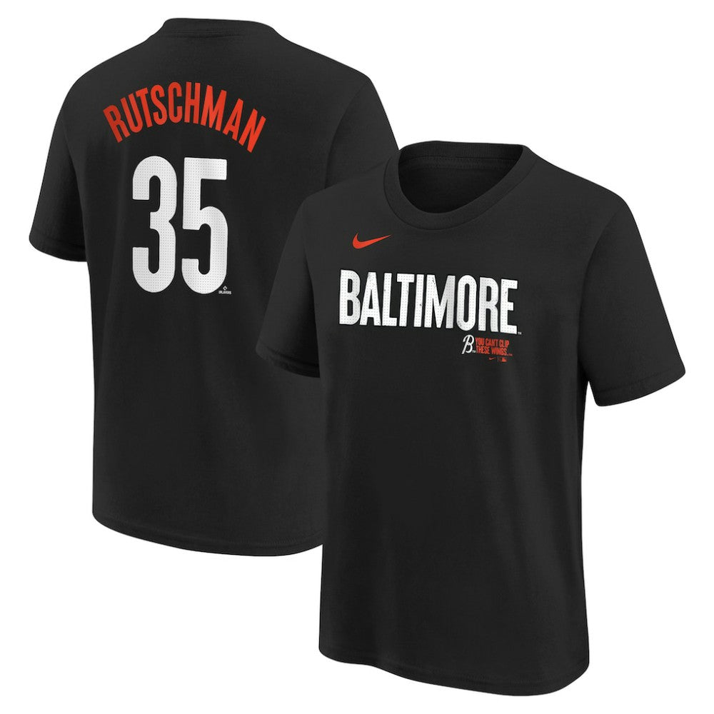 Adley Rutschman Baltimore Orioles Nike Youth Fuse City Connect Name & Number T-Shirt - Black T-shirts