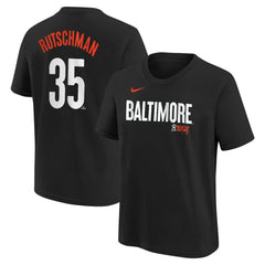 Adley Rutschman Baltimore Orioles Nike Youth Fuse City Connect Name & Number T-Shirt - Black T-shirts