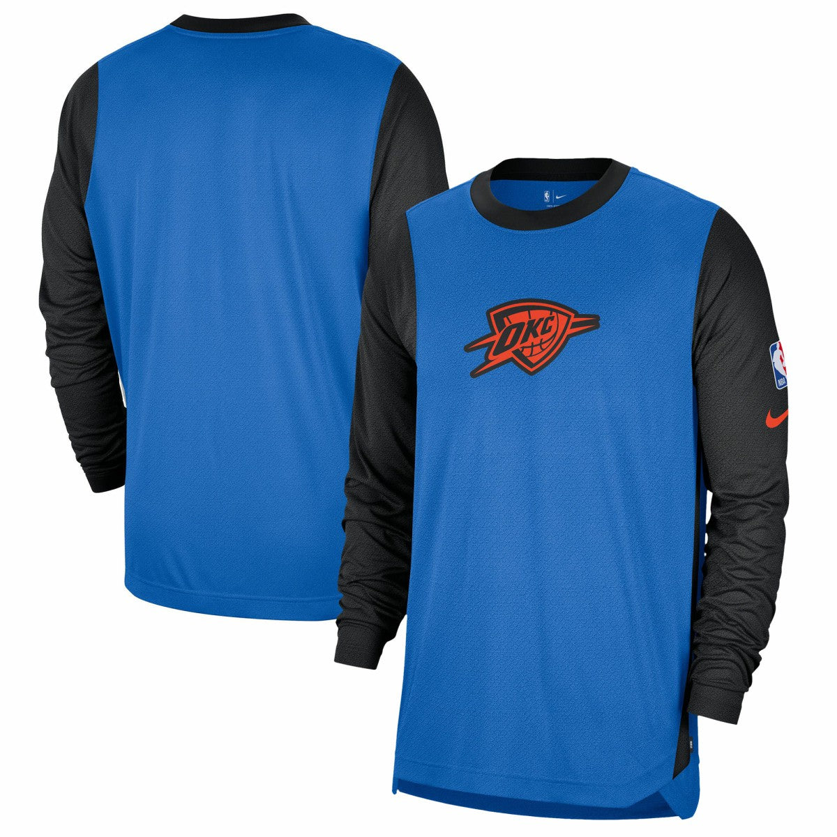 Oklahoma City Thunder 2024/25 City Edition Authentic Pregame Performance Long Sleeve Shooting T-Shirt Blue/Black