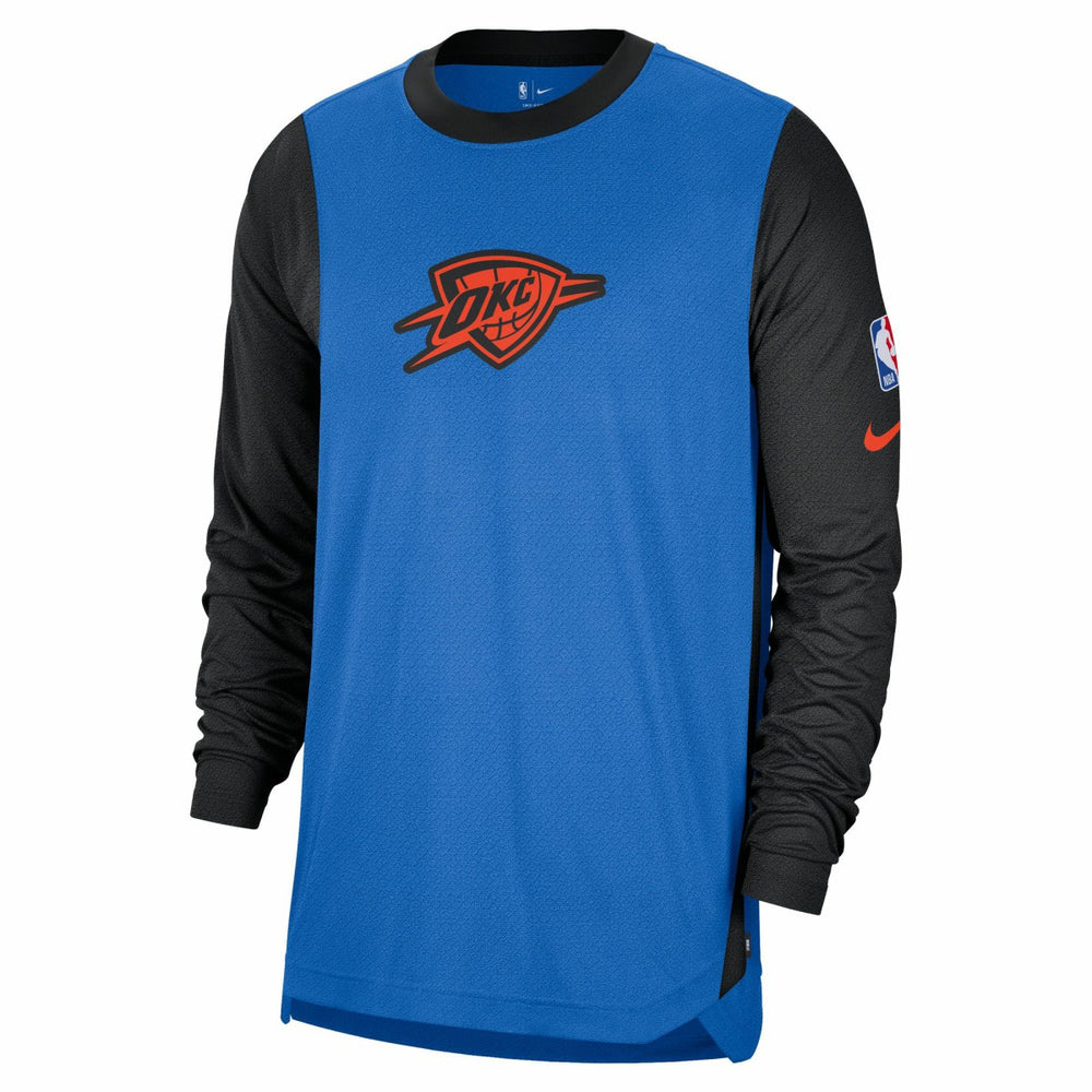 Oklahoma City Thunder 2024/25 City Edition Authentic Pregame Performance Long Sleeve Shooting T-Shirt Blue/Black