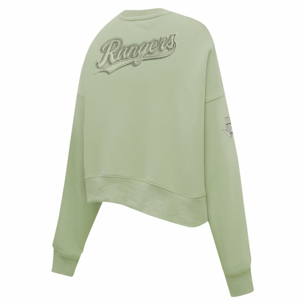Texas Rangers Pro Standard Women's Neutral Oversized Boxy Cropped Pullover Sweatshirt - Green Pullover