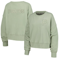 Pittsburgh Pirates Pro Standard Women's Neutral Oversized Boxy Cropped Pullover Sweatshirt - Green Pullover