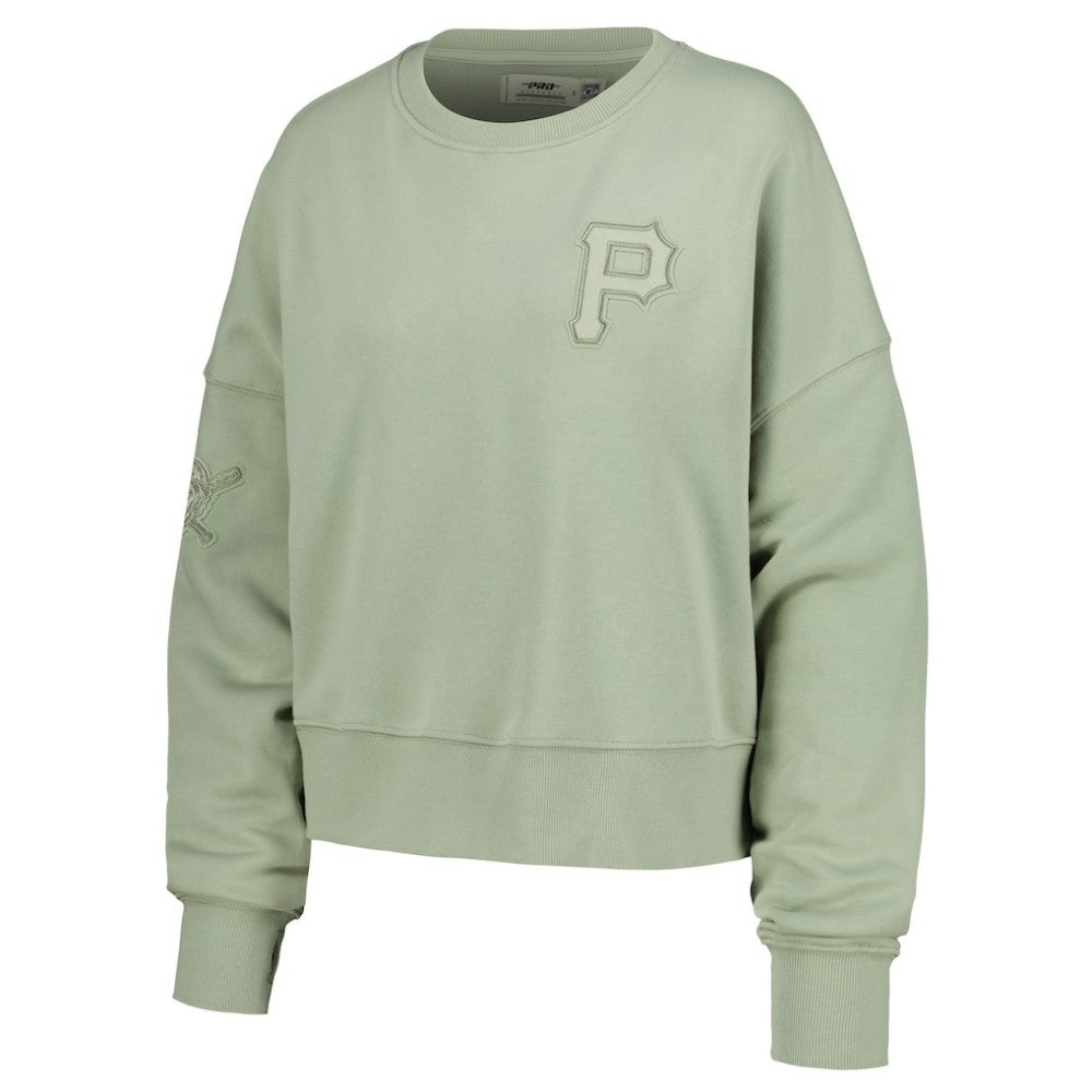 Pittsburgh Pirates Pro Standard Women's Neutral Oversized Boxy Cropped Pullover Sweatshirt - Green Pullover