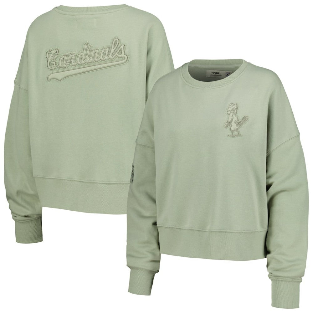 St. Louis Cardinals Pro Standard Women's Neutral Oversized Boxy Cropped Pullover Sweatshirt - Green Pullover