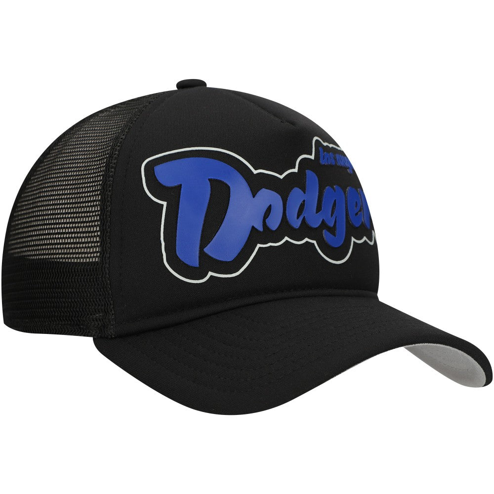Los Angeles Dodgers New Era Retro Bold A-Frame Trucker 9FORTY Adjustable Hat - Black Hats