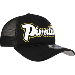 Pittsburgh Pirates New Era Retro Bold A-Frame Trucker 9FORTY Adjustable Hat - Black Hats