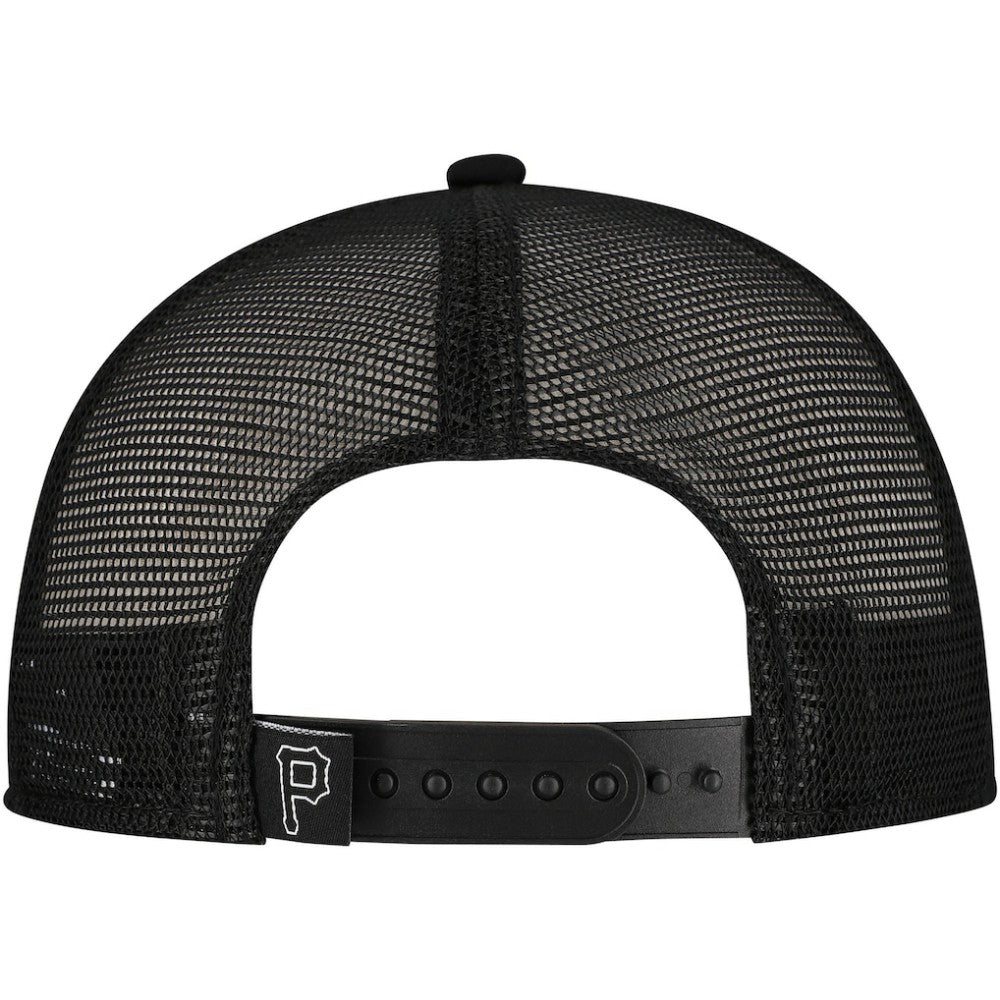 Pittsburgh Pirates New Era Retro Bold A-Frame Trucker 9FORTY Adjustable Hat - Black Hats