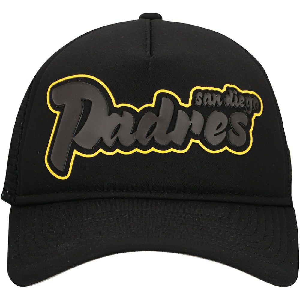 San Diego Padres New Era Retro Bold A-Frame Trucker 9FORTY Adjustable Hat - Black Hats