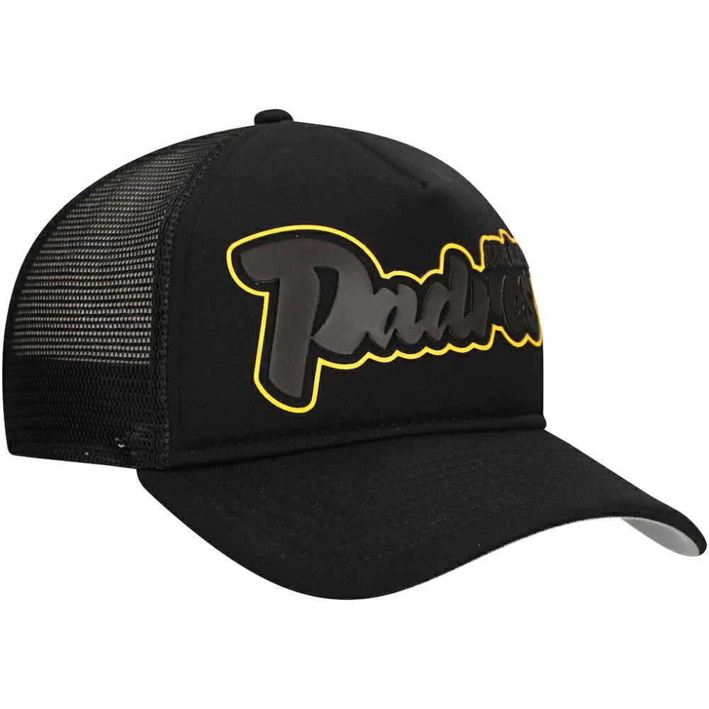 San Diego Padres New Era Retro Bold A-Frame Trucker 9FORTY Adjustable Hat - Black Hats