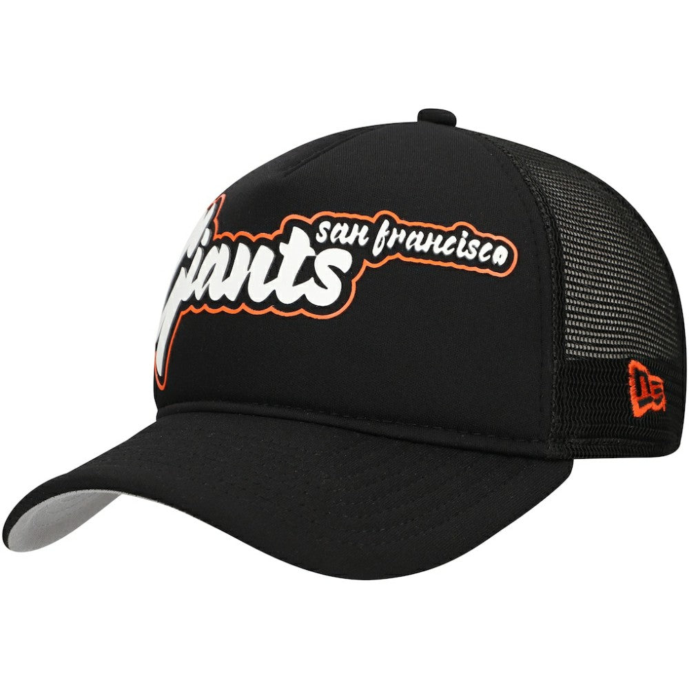 San Francisco Giants New Era Retro Bold A-Frame Trucker 9FORTY Adjustable Hat - Black Hats