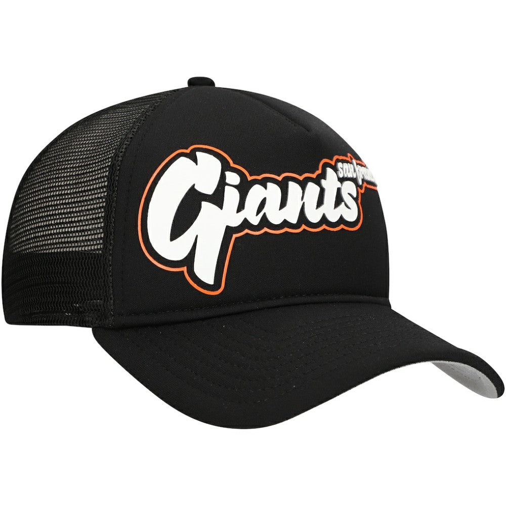 San Francisco Giants New Era Retro Bold A-Frame Trucker 9FORTY Adjustable Hat - Black Hats