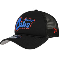Chicago Cubs New Era Retro Bold A-Frame Trucker 9FORTY Adjustable Hat - Black Hats
