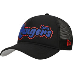 Texas Rangers New Era Retro Bold A-Frame Trucker 9FORTY Adjustable Hat - Black Hats