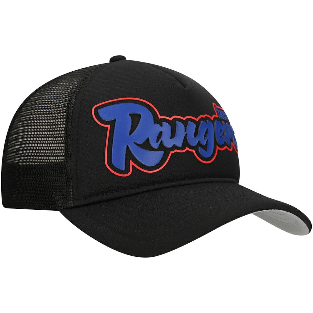 Texas Rangers New Era Retro Bold A-Frame Trucker 9FORTY Adjustable Hat - Black Hats