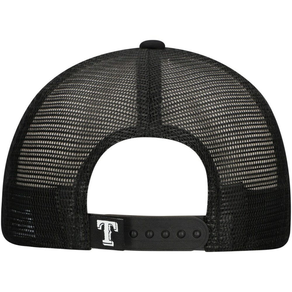 Texas Rangers New Era Retro Bold A-Frame Trucker 9FORTY Adjustable Hat - Black Hats