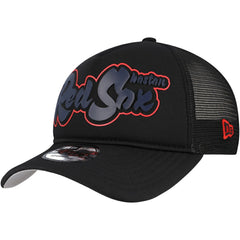 Boston Red Sox New Era Retro Bold A-Frame Trucker 9FORTY Adjustable Hat - Black Hats