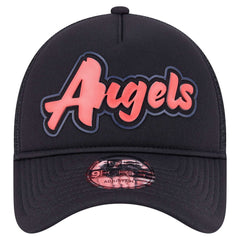 Los Angeles Angels New Era Retro Bold A-Frame Trucker 9FORTY Adjustable Hat - Black Hats