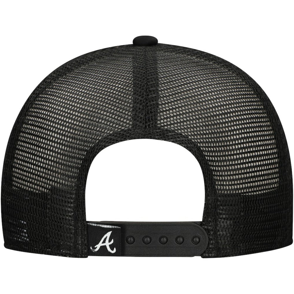 Atlanta Braves New Era Retro Bold A-Frame Trucker 9FORTY Adjustable Hat - Black Hats