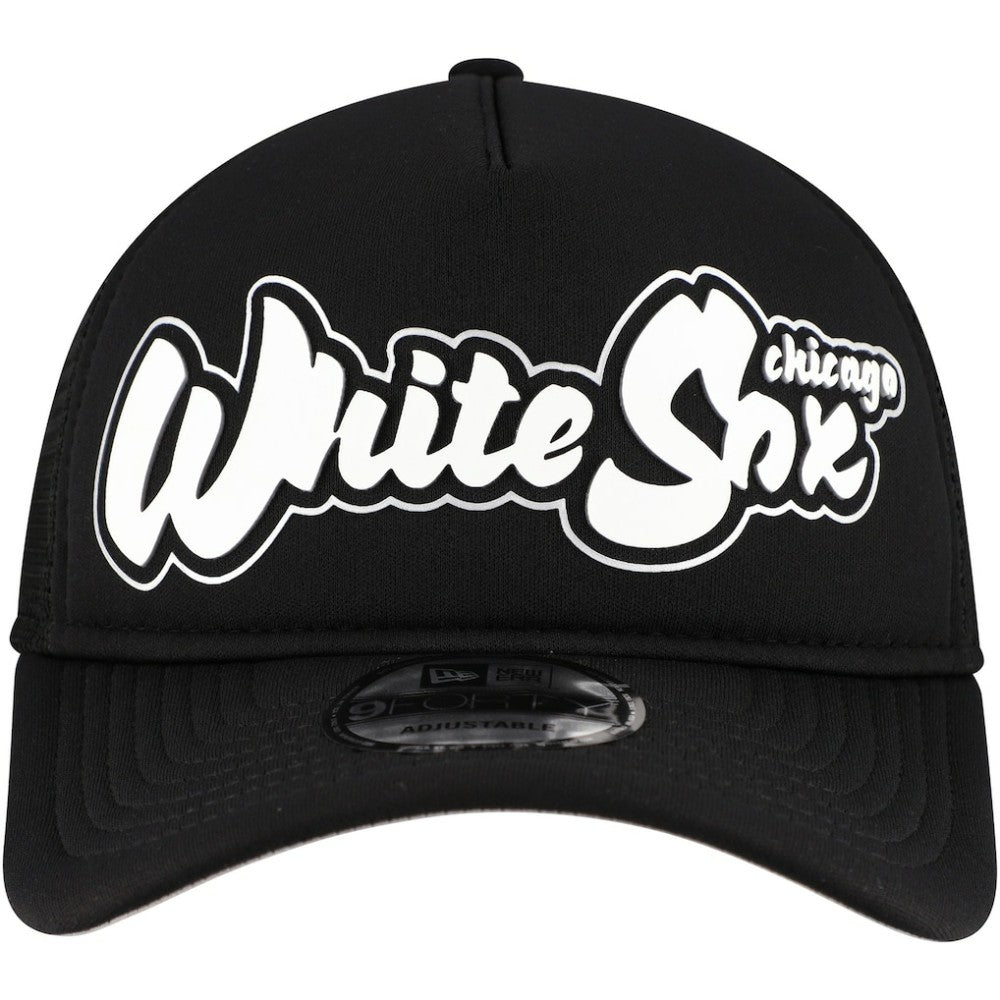 Chicago White Sox New Era Retro Bold A-Frame Trucker 9FORTY Adjustable Hat - Black Hats