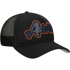 Houston Astros New Era Retro Bold A-Frame Trucker 9FORTY Adjustable Hat - Black Hats