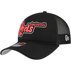 Cincinnati Reds New Era Retro Bold A-Frame Trucker 9FORTY Adjustable Hat - Black Hats