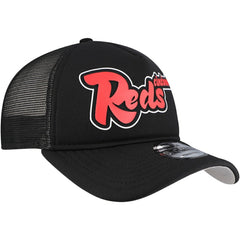 Cincinnati Reds New Era Retro Bold A-Frame Trucker 9FORTY Adjustable Hat - Black Hats