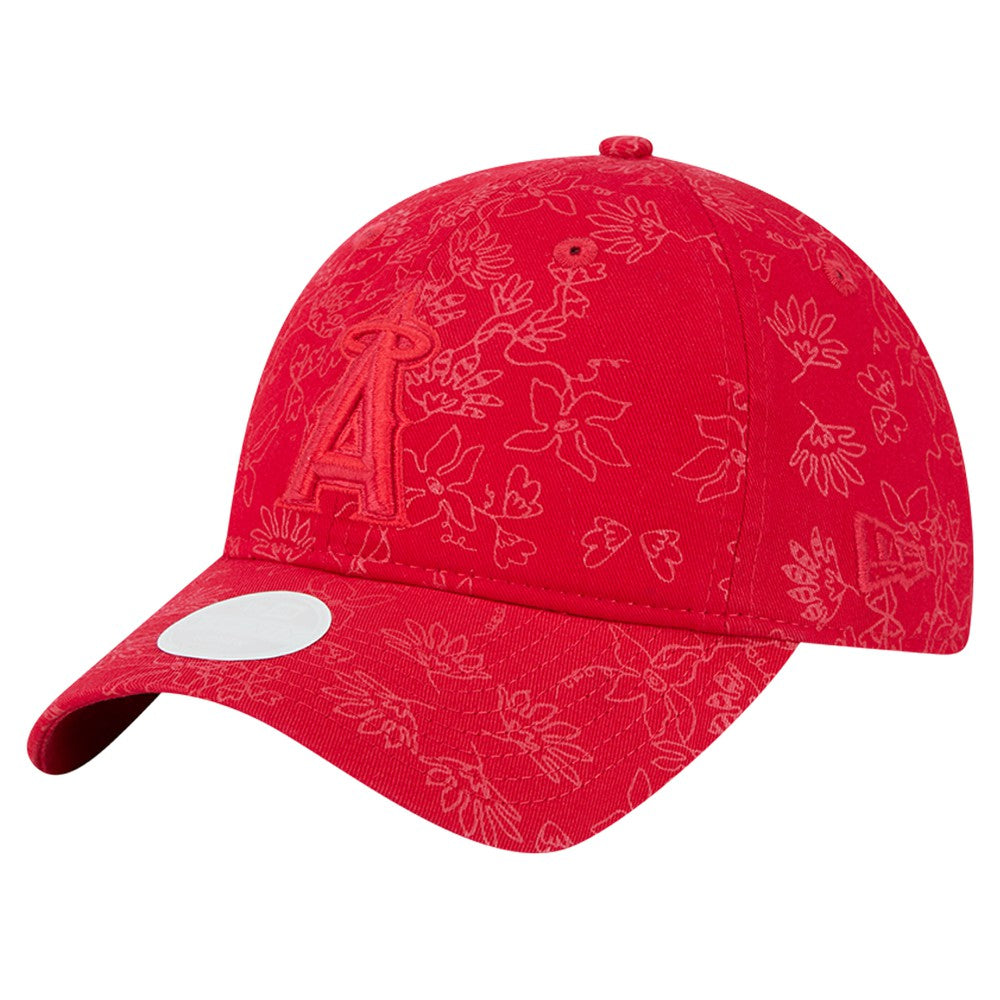 Los Angeles Angels New Era Women's Tonal Floral 9TWENTY Adjustable Hat - Red Hats
