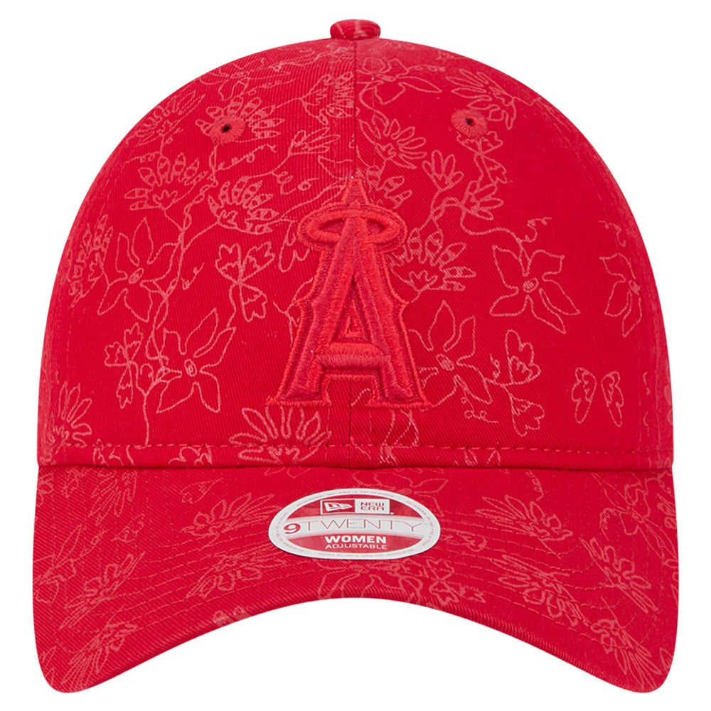 Los Angeles Angels New Era Women's Tonal Floral 9TWENTY Adjustable Hat - Red Hats
