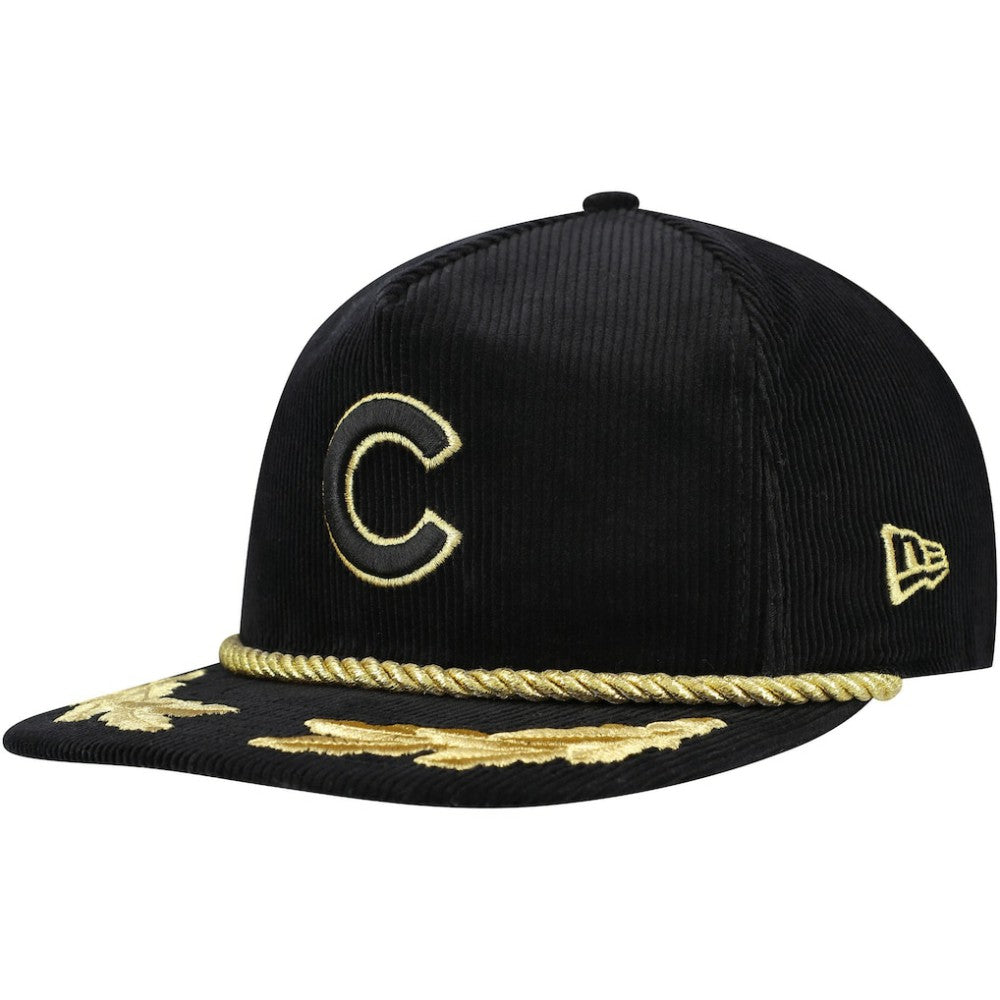 Chicago Cubs New Era Corduroy Filigree Golfer Adjustable Hat - Black Hats