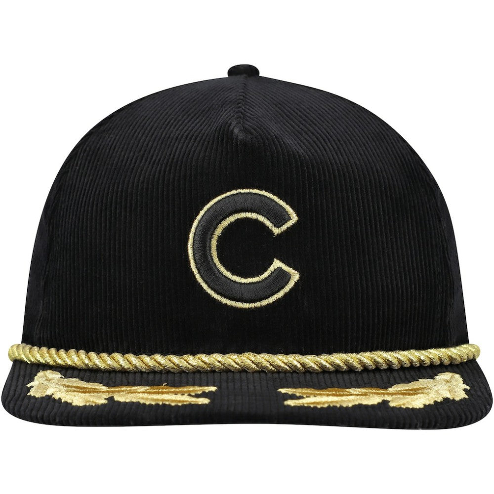 Chicago Cubs New Era Corduroy Filigree Golfer Adjustable Hat - Black Hats