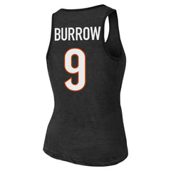 Joe Burrow Cincinnati Bengals Majestic Threads Women's Name & Number Tri-Blend Tank Top Black