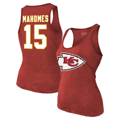 Patrick Mahomes Kansas City Chiefs Majestic Threads Women's Name & Number Tri-Blend Tank Top Red