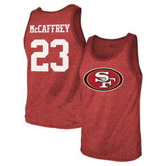 Christian McCaffrey San Francisco 49ers Majestic Threads Tri-Blend Player Name & Number Tank Top Scarlet