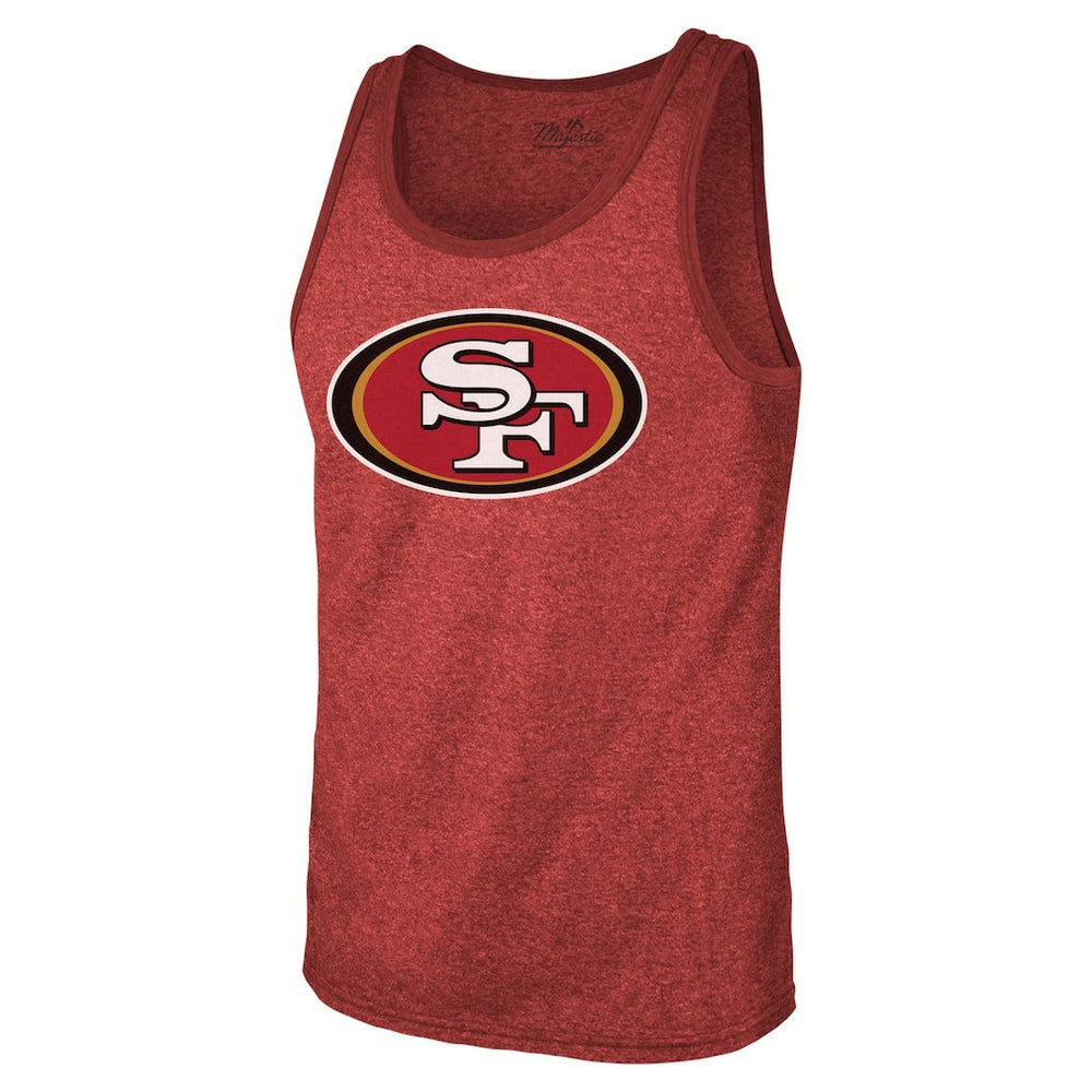 Christian McCaffrey San Francisco 49ers Majestic Threads Tri-Blend Player Name & Number Tank Top Scarlet