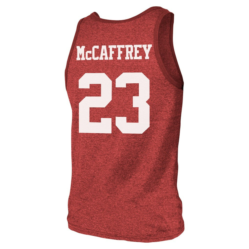 Christian McCaffrey San Francisco 49ers Majestic Threads Tri-Blend Player Name & Number Tank Top Scarlet