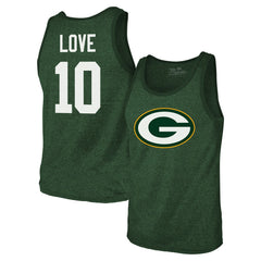 Jordan Love Green Bay Packers Majestic Threads Tri-Blend Player Name & Number Tank Top Green