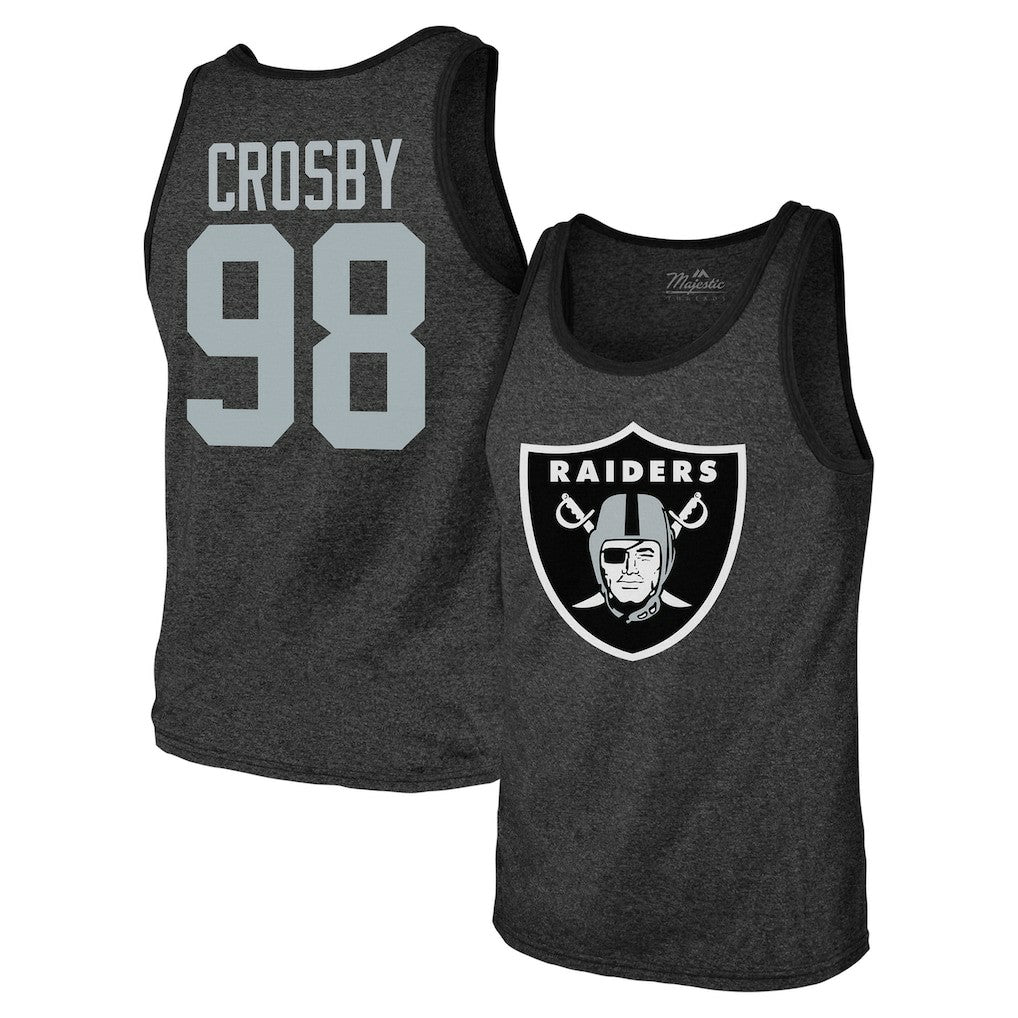 Maxx Crosby Las Vegas Raiders Majestic Threads Tri-Blend Player Name & Number Tank Top Black