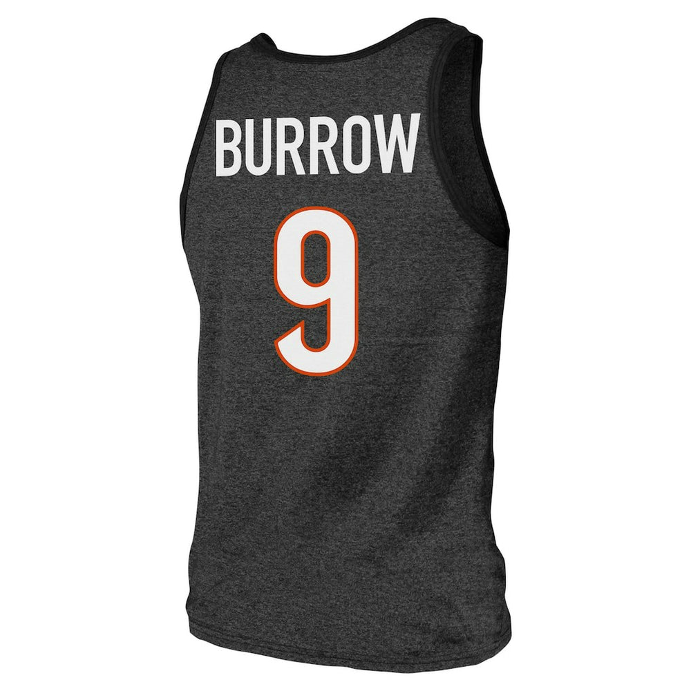 Joe Burrow Cincinnati Bengals Majestic Threads Tri-Blend Player Name & Number Tank Top Black