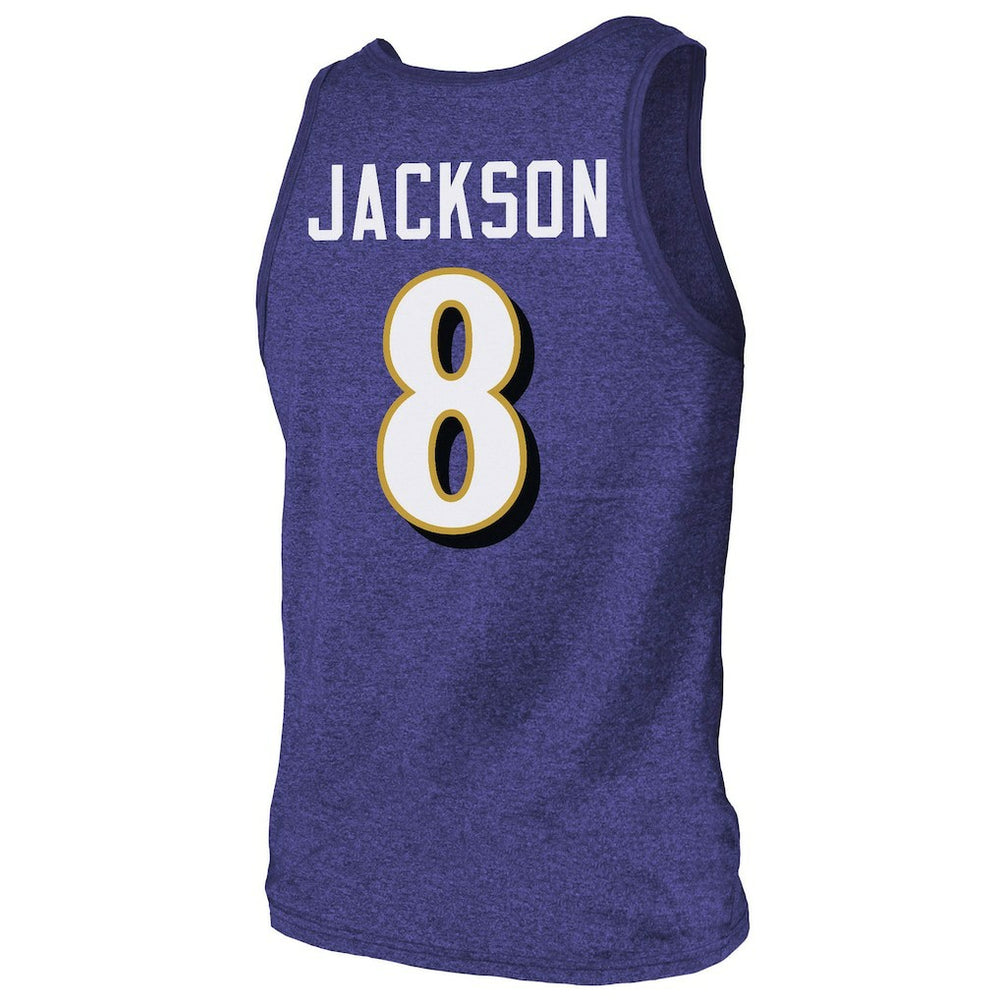 Lamar Jackson Baltimore Ravens Majestic Threads Tri-Blend Player Name & Number Tank Top Purple