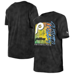 Philadelphia Phillies New Era Women's Sport Classics Enzyme Wash Oversized T-Shirt - Black T-shirts