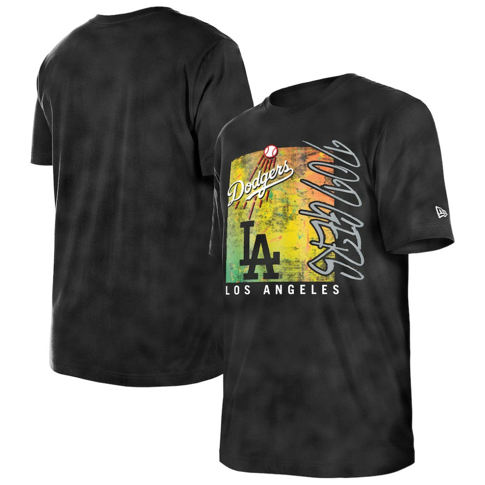 Los Angeles Dodgers New Era Women's Sport Classics Enzyme Wash Oversized T-Shirt - Black T-shirts