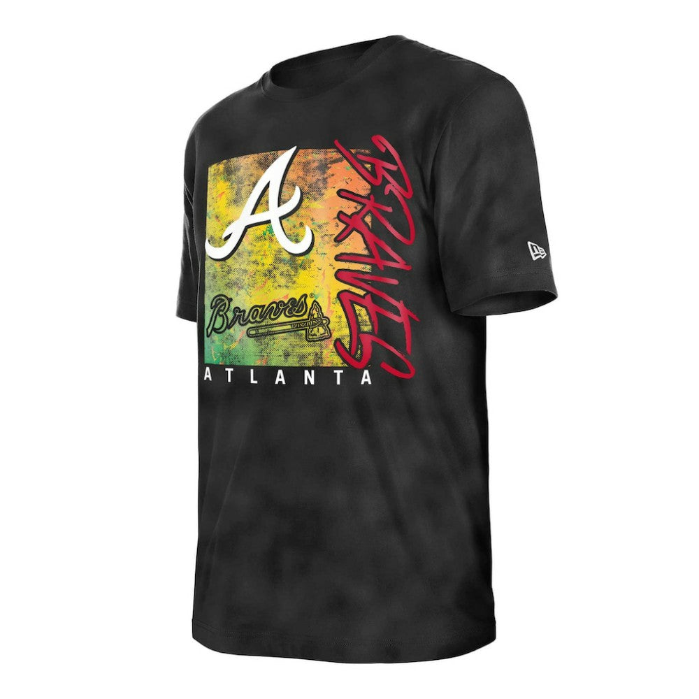 Atlanta Braves New Era Women's Sport Classics Enzyme Wash Oversized T-Shirt - Black T-shirts