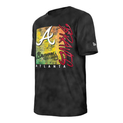 Atlanta Braves New Era Women's Sport Classics Enzyme Wash Oversized T-Shirt - Black T-shirts