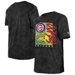 Chicago Cubs New Era Women's Sport Classics Enzyme Wash Oversized T-Shirt - Black T-shirts