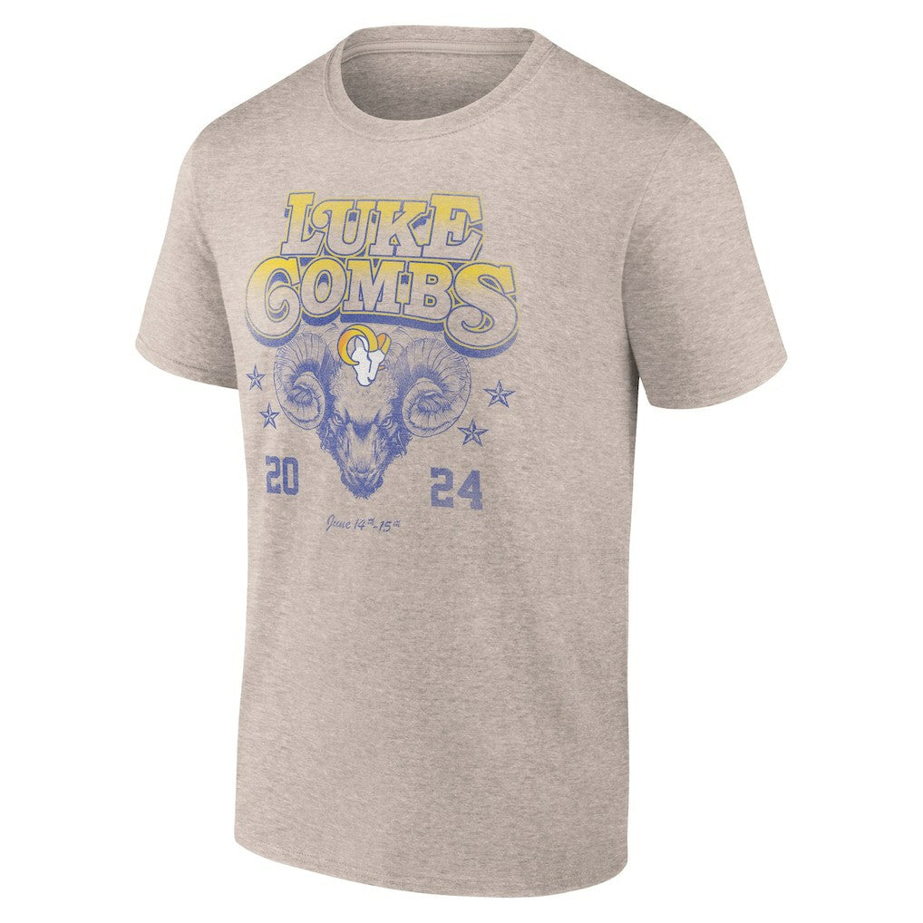 Luke Combs x Los Angeles Rams Growin' Up and Gettin' Old Tour T-Shirt Tan