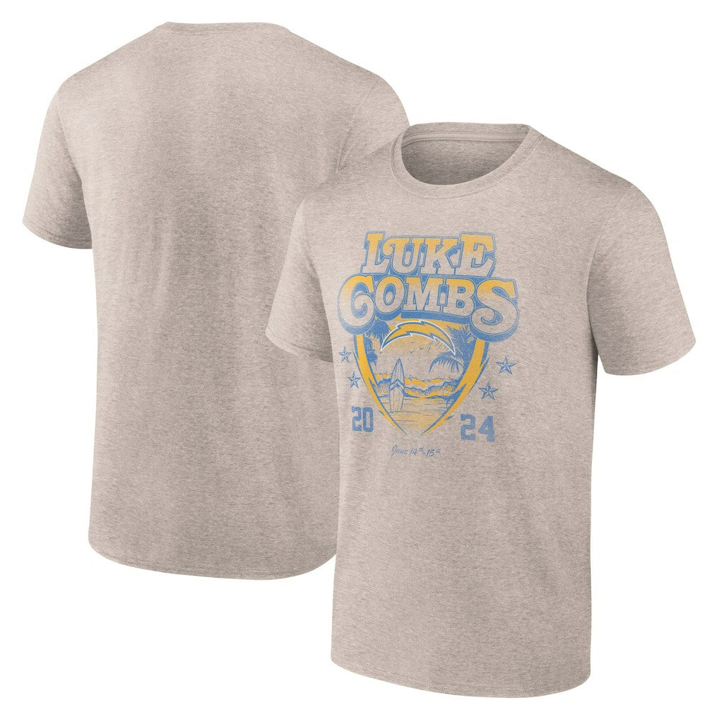 Luke Combs x Los Angeles Chargers Growin' Up and Gettin' Old Tour T-Shirt Tan