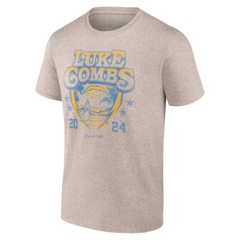 Luke Combs x Los Angeles Chargers Growin' Up and Gettin' Old Tour T-Shirt Tan