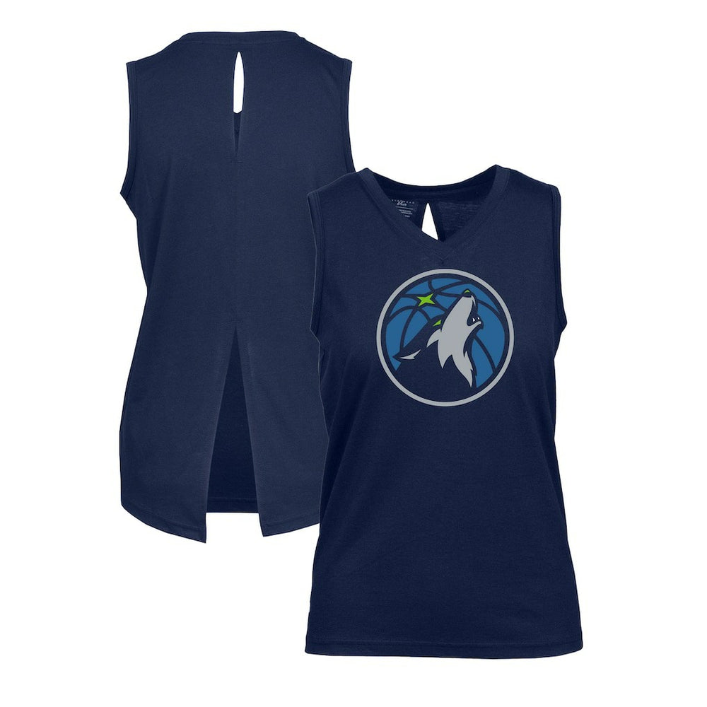 Minnesota Timberwolves Levelwear Women's Paisley Core V-Neck Tank Top Navy