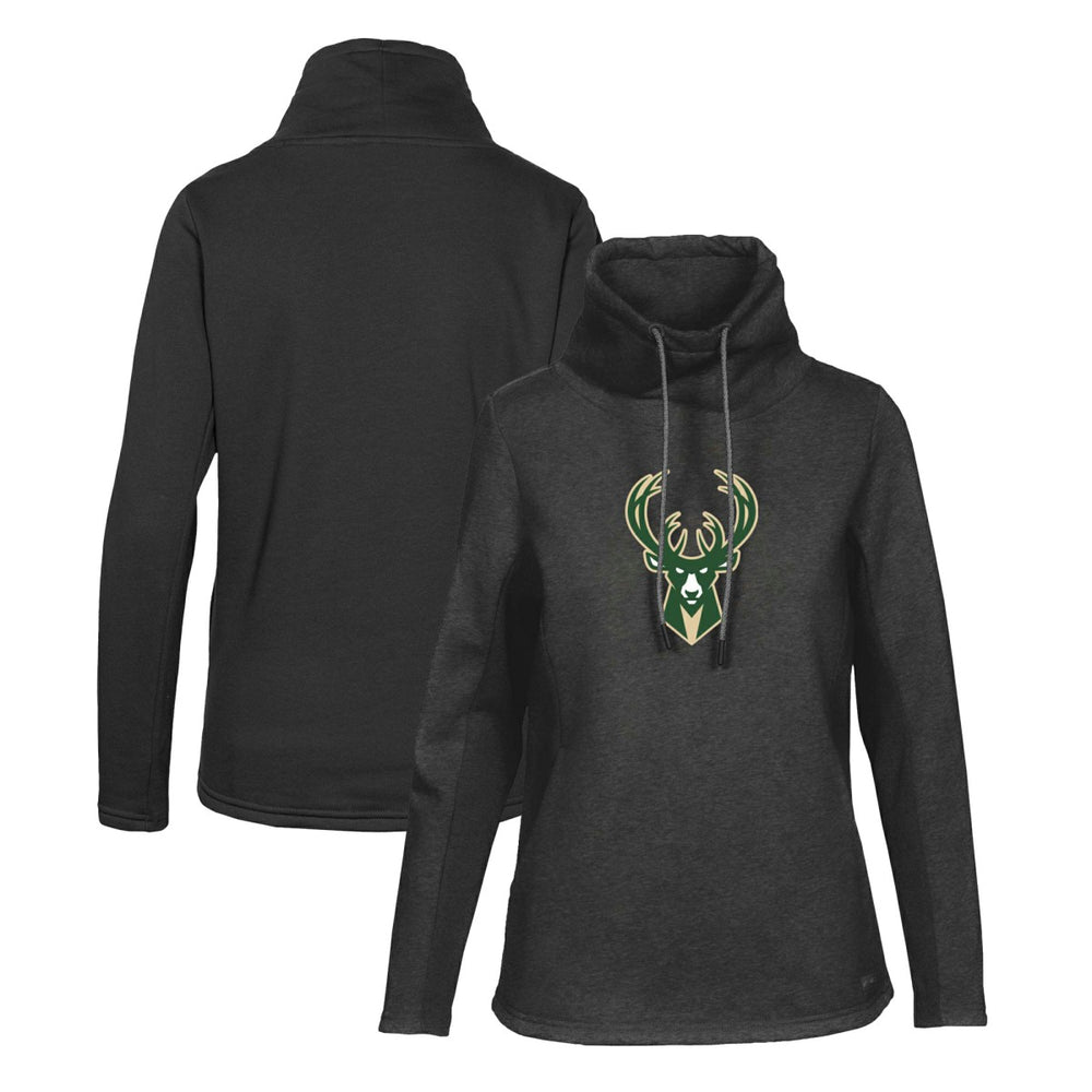 Milwaukee Bucks Levelwear Women's Loop Core Funnel Neck Pullover Sweatshirt Black